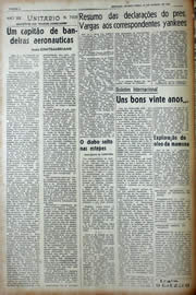 Página do jornal Unitário de janeiro de 1943