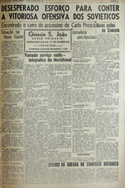Página do jornal Unitário de janeiro de 1943