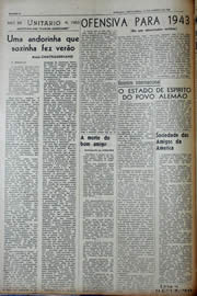 Página do jornal Unitário de janeiro de 1943