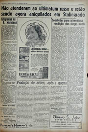 Página do jornal Unitário de janeiro de 1943