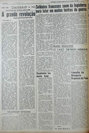 Página do jornal Unitário de janeiro de 1943