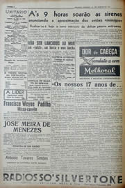 Página do jornal Unitário de janeiro de 1943