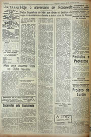 Página do jornal Unitário de janeiro de 1943