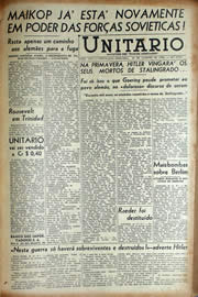 Página do jornal Unitário de janeiro de 1943