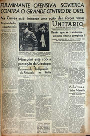 Página do jornal Unitário de fevereiro de 1943