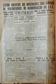 Página do jornal Unitário de abril de 1943