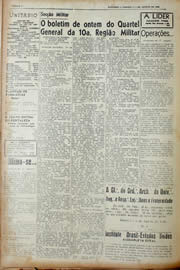 Página do jornal Unitário de agosto de 1943