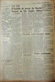 Página do jornal Unitário de agosto de 1943