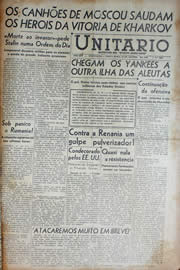 Página do jornal Unitário de agosto de 1943