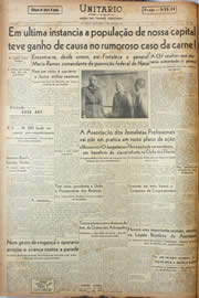 Página do jornal Unitário de janeiro de 1945