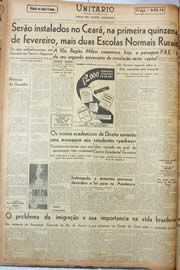 Página do jornal Unitário de janeiro de 1945
