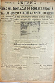 Página do jornal Unitário de fevereiro de 1945