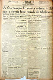 Página do jornal Unitário de fevereiro de 1945