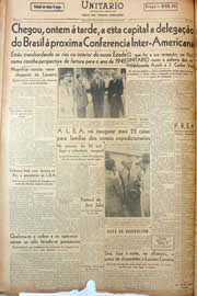 Página do jornal Unitário de fevereiro de 1945