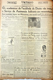 Página do jornal Unitário de fevereiro de 1945
