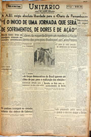 Página do jornal Unitário de março de 1945