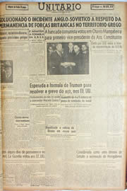 Página do jornal Unitário de fevereiro de 1946