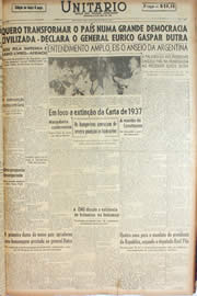 Página do jornal Unitário de fevereiro de 1946