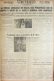 Página do jornal Unitário de março de 1946