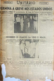 Página do jornal Unitário de maio de 1946