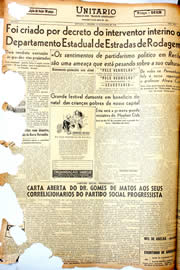 Página do jornal Unitário de outubro de 1946