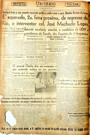 Página do jornal Unitário de novembro de 1946