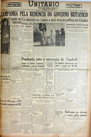 Página do jornal Unitário de janeiro de 1947
