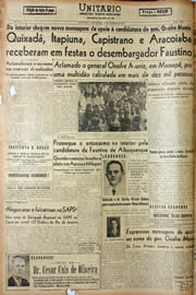 Página do jornal Unitário de janeiro de 1947