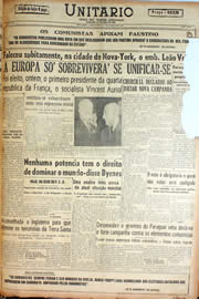 Página do jornal Unitário de janeiro de 1947