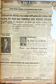 Página do jornal Unitário de janeiro de 1947