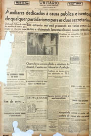 Página do jornal Unitário de fevereiro de 1947