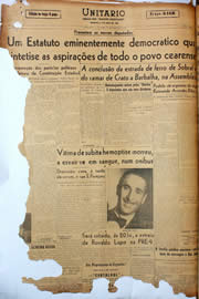 Página do jornal Unitário de março de 1947