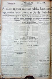 Página do jornal Unitário de maio de 1947