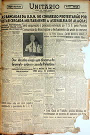 Página do jornal Unitário de maio de 1947