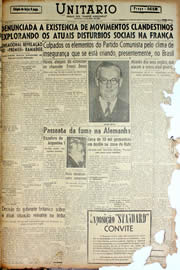 Página do jornal Unitário de maio de 1947