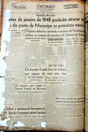 Página do jornal Unitário de junho de 1947