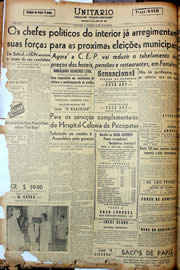 Página do jornal Unitário de julho de 1947