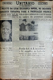 Página do jornal Unitário de julho de 1947
