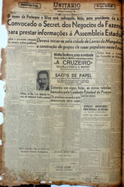 Página do jornal Unitário de agosto de 1947