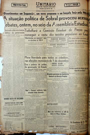 Página do jornal Unitário de agosto de 1947