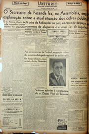 Página do jornal Unitário de agosto de 1947