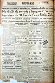 Página do jornal Unitário de agosto de 1947