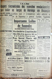 Página do jornal Unitário de agosto de 1947