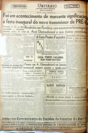 Página do jornal Unitário de agosto de 1947