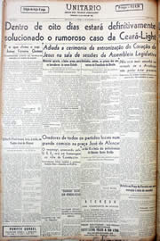 Página do jornal Unitário de setembro de 1947