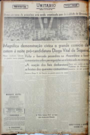 Página do jornal Unitário de novembro de 1947
