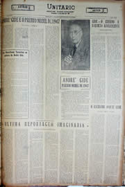 Página do jornal Unitário de dezembro de 1947