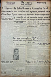 Página do jornal Unitário de dezembro de 1947