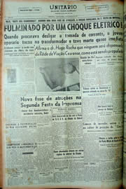 Página do jornal Unitário de fevereiro de 1949