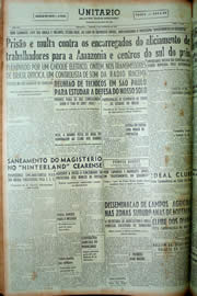 Página do jornal Unitário de fevereiro de 1949